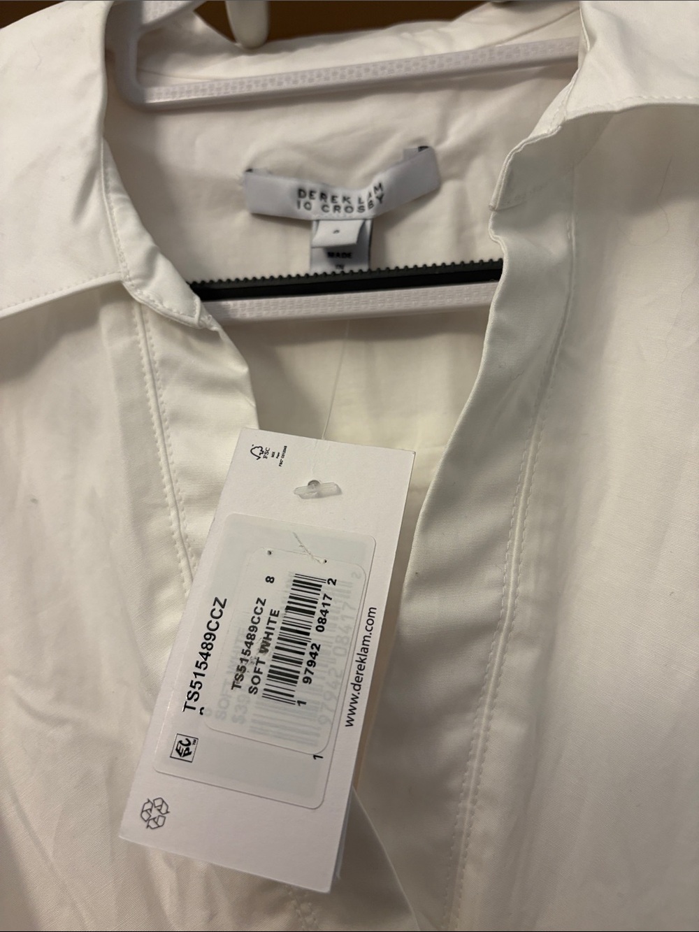 Derek Lam 10 Crosby Poplin Runched Midi Sleeveless Shirtdress Soft white SZ 8 - Picture 5 of 9